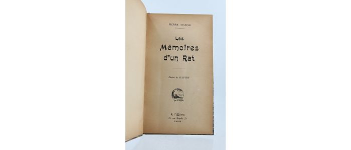 CHAINE : Mémoires d'un rat - Prima edizione - Edition-Originale.com