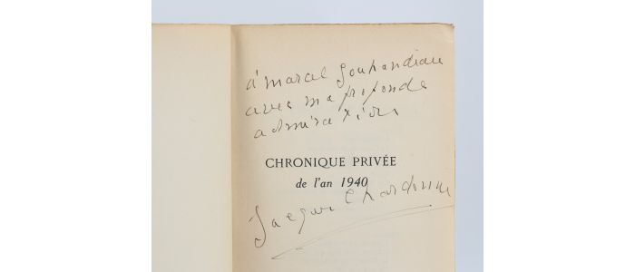 CHARDONNE : Chronique privée de l'an 40 - Signiert, Erste Ausgabe - Edition-Originale.com