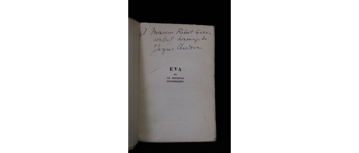 CHARDONNE : Eva ou le journal interrompu - Libro autografato, Prima edizione - Edition-Originale.com