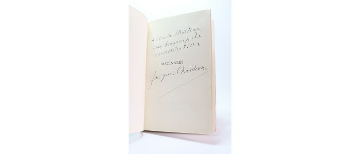 CHARDONNE : Matinales - Libro autografato, Prima edizione - Edition-Originale.com