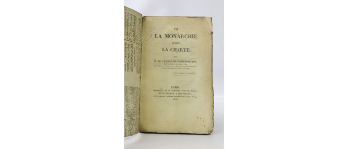 CHATEAUBRIAND : De la monarchie selon la charte - Erste Ausgabe - Edition-Originale.com