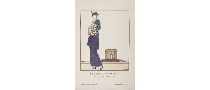 CHERUIT : Le Jardin du Peyrou. Costume tailleur de Chéruit (pl.6, La Gazette du Bon ton, 1914 n°1) - First edition - Edition-Originale.com