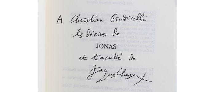 CHESSEX : Jonas - Autographe, Edition Originale - Edition-Originale.com
