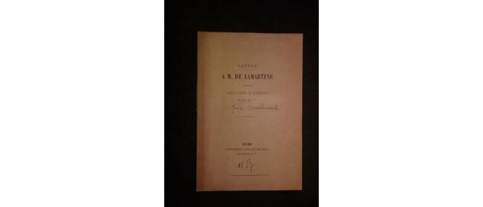 CHEVILLARD : Lettre à M. de Lamartine à propos du cours familier de littérature - Erste Ausgabe - Edition-Originale.com