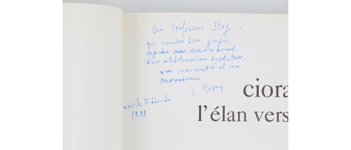 CIORAN : L'élan vers le pire - Signed book, First edition - Edition-Originale.com