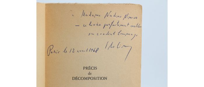 CIORAN : Précis de Décomposition - Signed book - Edition-Originale.com