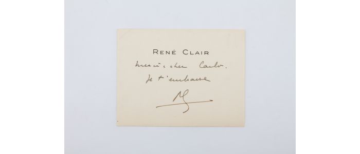 CLAIR : Carte de Visite dédicacée de René Clair à Carlo Rim - Signed book, First edition - Edition-Originale.com