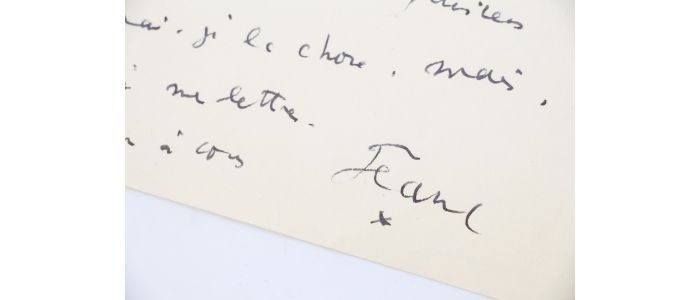 COCTEAU : Lettre autographe adressée à l'écrivain et journaliste Olivier Quéant à propos de son état souffrant : 