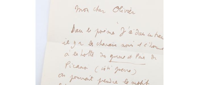 COCTEAU : Lettre autographe adressée à l'écrivain et journaliste Olivier Quéant à propos d'un projet d'édition - Autographe, Edition Originale - Edition-Originale.com
