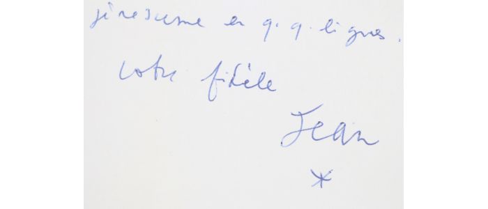 COCTEAU : Lettre autographe signée à Roger Nimier à propos d'un dessin qu'il lui a envoyé pour illustrer l'un de ses ouvrages - Autographe, Edition Originale - Edition-Originale.com