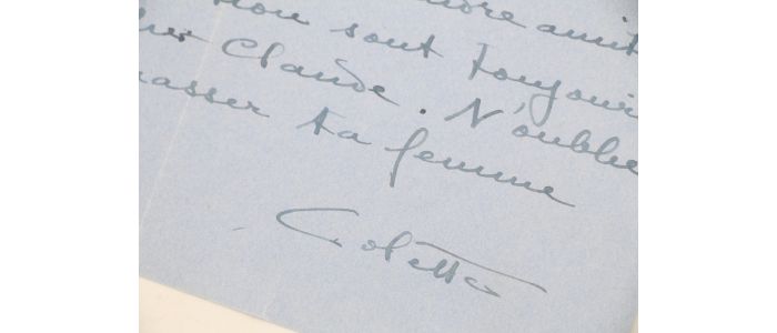 COLETTE : Lettre autographe signée adressée à son ami Claude Farrère jury d'un prix littéraire maritime  : 