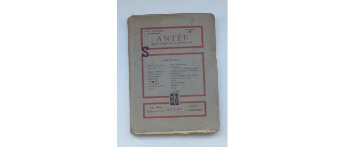 COLLECTIF : Antée. Revue mensuelle de littérature N°1 de la troisième année - First edition - Edition-Originale.com