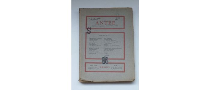 COLLECTIF : Antée. Revue mensuelle de littérature N°10 de la deuxième année - Erste Ausgabe - Edition-Originale.com