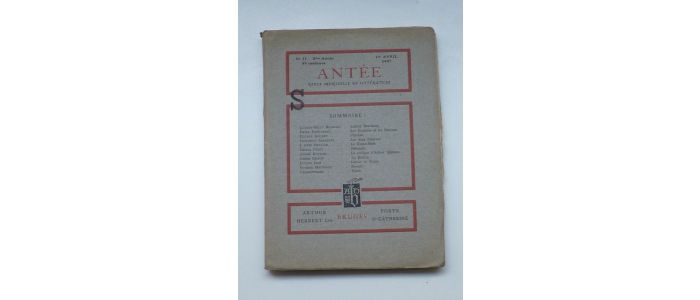 COLLECTIF : Antée. Revue mensuelle de littérature N°11 de la deuxième année - First edition - Edition-Originale.com