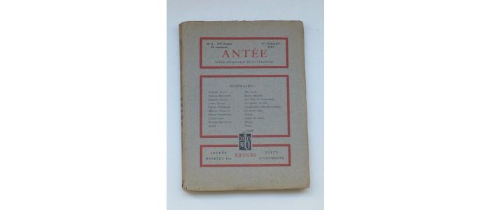 COLLECTIF : Antée. Revue mensuelle de littérature N°2 de la troisième année - First edition - Edition-Originale.com