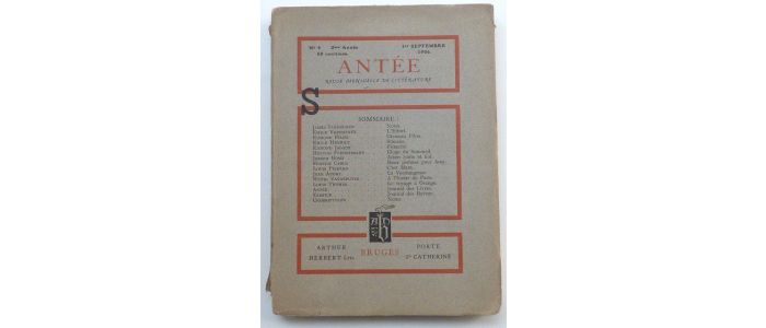 COLLECTIF : Antée. Revue mensuelle de littérature N°4 de la deuxième année - Edition Originale - Edition-Originale.com