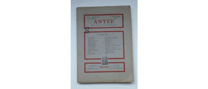 COLLECTIF : Antée. Revue mensuelle de littérature N°7 de la deuxième année - First edition - Edition-Originale.com