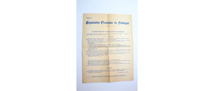 COLLECTIF : Bulletin N°3 de l'Organisation Clandestine du Contigent : Le plan secret de l'O.A.S. contre le contigent - Edition Originale - Edition-Originale.com