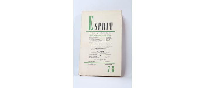 COLLECTIF : Esprit. Condition prolétarienne et lutte ouvrière. N°7-8 de la 19ème année - Erste Ausgabe - Edition-Originale.com
