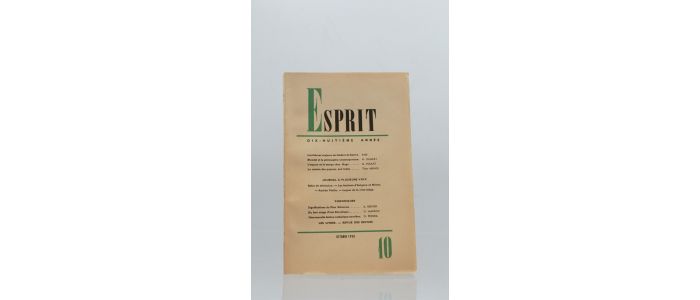 COLLECTIF : Esprit N°10 de la 18ème année - Erste Ausgabe - Edition-Originale.com
