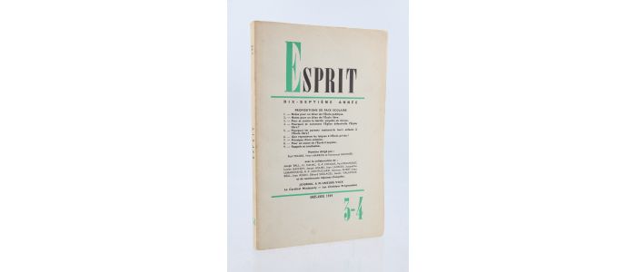COLLECTIF : Esprit N°3-4 de la 17ème année - Erste Ausgabe - Edition-Originale.com