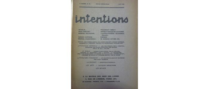 COLLECTIF : Intentions. Revue mensuelle. N°25  - Prima edizione - Edition-Originale.com