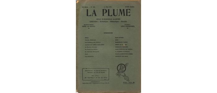 COLLECTIF : La Plume, revue littéraire, artistique et sociale N°386 de la dix-huitième année - Edition Originale - Edition-Originale.com
