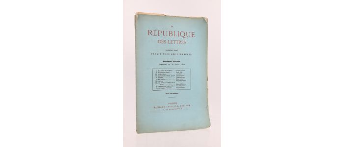 COLLECTIF : La République des Lettres. Deuxième Série. Quatrième Livraison. 30 juillet 1876 - Edition Originale - Edition-Originale.com