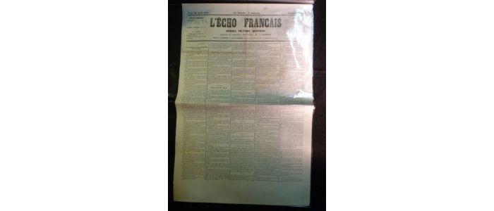 COLLECTIF : L'Echo français - journal politique quotidien. Deuxième année, jeudi 20 avril 1871.  - Erste Ausgabe - Edition-Originale.com