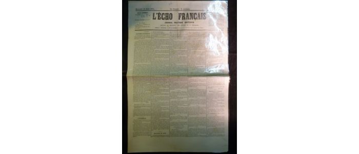 COLLECTIF : L'Echo français - journal politique quotidien. Deuxième année, mercredi 19 avril 1871.  - First edition - Edition-Originale.com