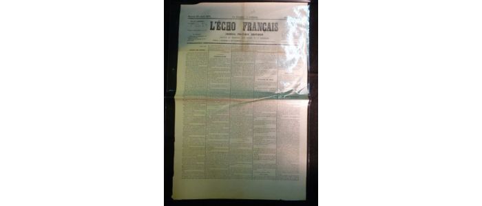 COLLECTIF : L'Echo français - journal politique quotidien. Deuxième année, samedi 29 avril 1871.  - Prima edizione - Edition-Originale.com