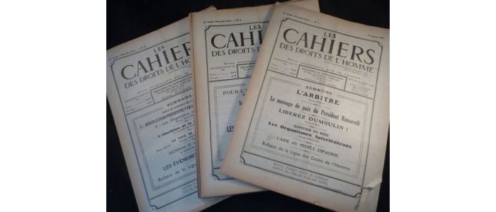 COLLECTIF : Les Cahiers des Droits de l'Homme. 37e année du n°1 du 1er janvier 1937 au n°14 du 15 juillet 1937 - Prima edizione - Edition-Originale.com