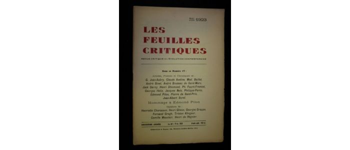 COLLECTIF : Les Feuilles critiques N°17 de la deuxième année - Erste Ausgabe - Edition-Originale.com