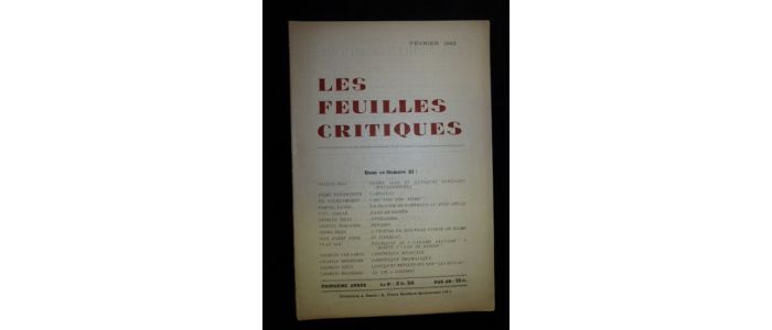 COLLECTIF : Les Feuilles critiques N°21 de la troisième année - Edition Originale - Edition-Originale.com