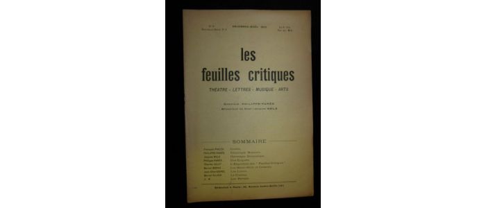 COLLECTIF : Les Feuilles critiques N°8 de la première année. Nouvelle série N°3 - Prima edizione - Edition-Originale.com