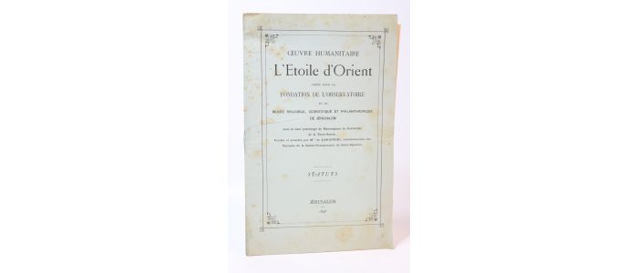 COLLECTIF : Statuts de l'Oeuvre humanitaire L'Etoile d'Orient - Edition Originale - Edition-Originale.com