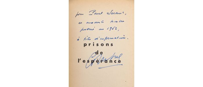 COMBELLE : Prisons de l'Espérance - Autographe, Edition Originale - Edition-Originale.com