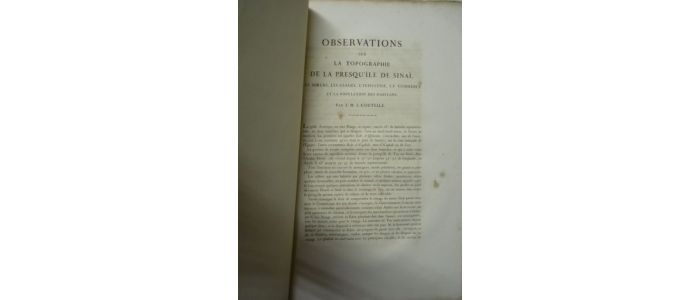 COUTELLE : Description de l'Egypte. Observations sur la topographie de la presqu'île de Sinaï, les moeurs, les usages, l'industrie, le commerce et la population des habitans - First edition - Edition-Originale.com