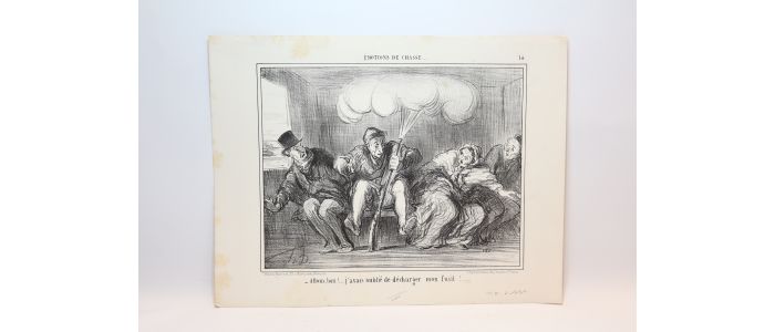 DAUMIER : Lithographie originale en noir et blanc - Emotions de chasse - 