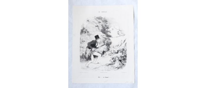 DAUMIER : Lithographie originale en noir et blanc - La chasse - 