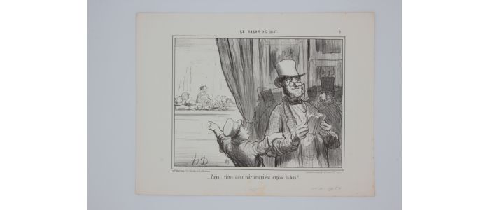 DAUMIER : Lithographie originale en noir et blanc - Le Salon de 1857 - 