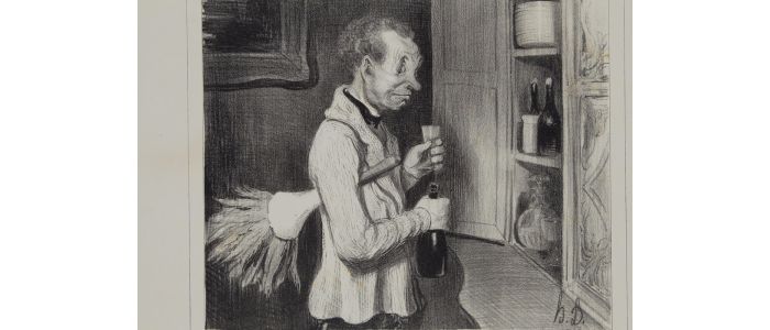 DAUMIER : Lithographie originale en noir et blanc - Les Cinq Sens - 