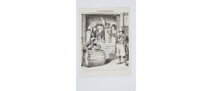 DAUMIER : Lithographie originale en noir et blanc - Les saltimbanques - 