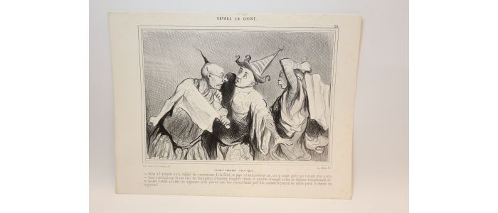 DAUMIER : Lithographie originale en noir et blanc - Voyage en Chine - 