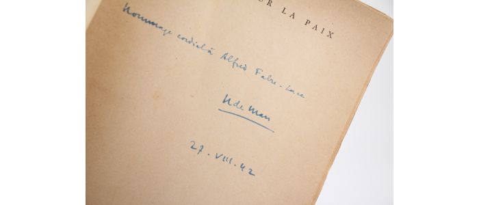 DE MAN : Réflexions sur la Paix - Autographe, Edition Originale - Edition-Originale.com
