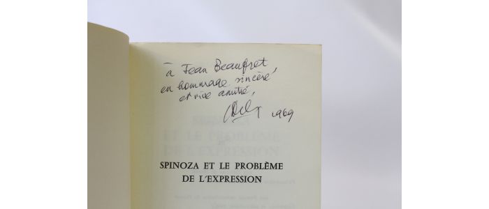 DELEUZE : Spinoza et le problème de l'expression - Autographe, Edition Originale - Edition-Originale.com