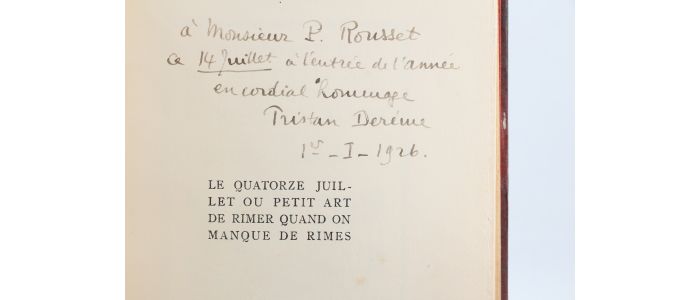 DEREME : Le Quatorze juillet ou petit Art de la rimer quand on manque de Rimes - Signed book, First edition - Edition-Originale.com