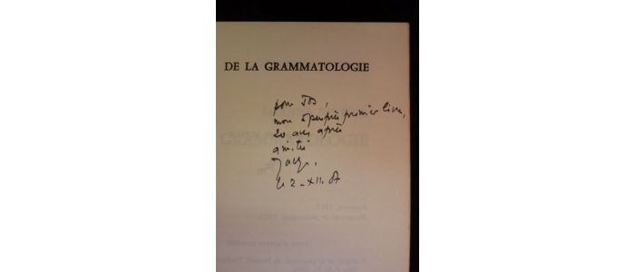 DERRIDA : De la grammatologie - Autographe - Edition-Originale.com