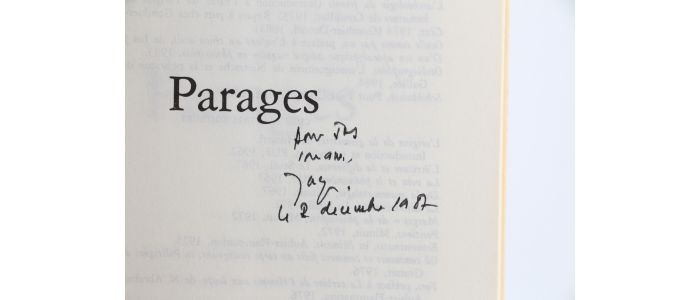 DERRIDA : Parages - Autographe, Edition Originale - Edition-Originale.com