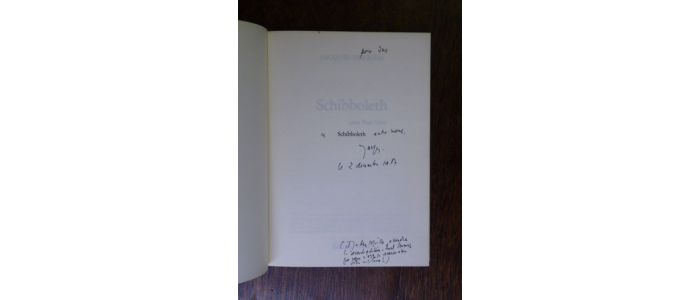 DERRIDA : Schibboleth pour Paul Celan - Libro autografato, Prima edizione - Edition-Originale.com
